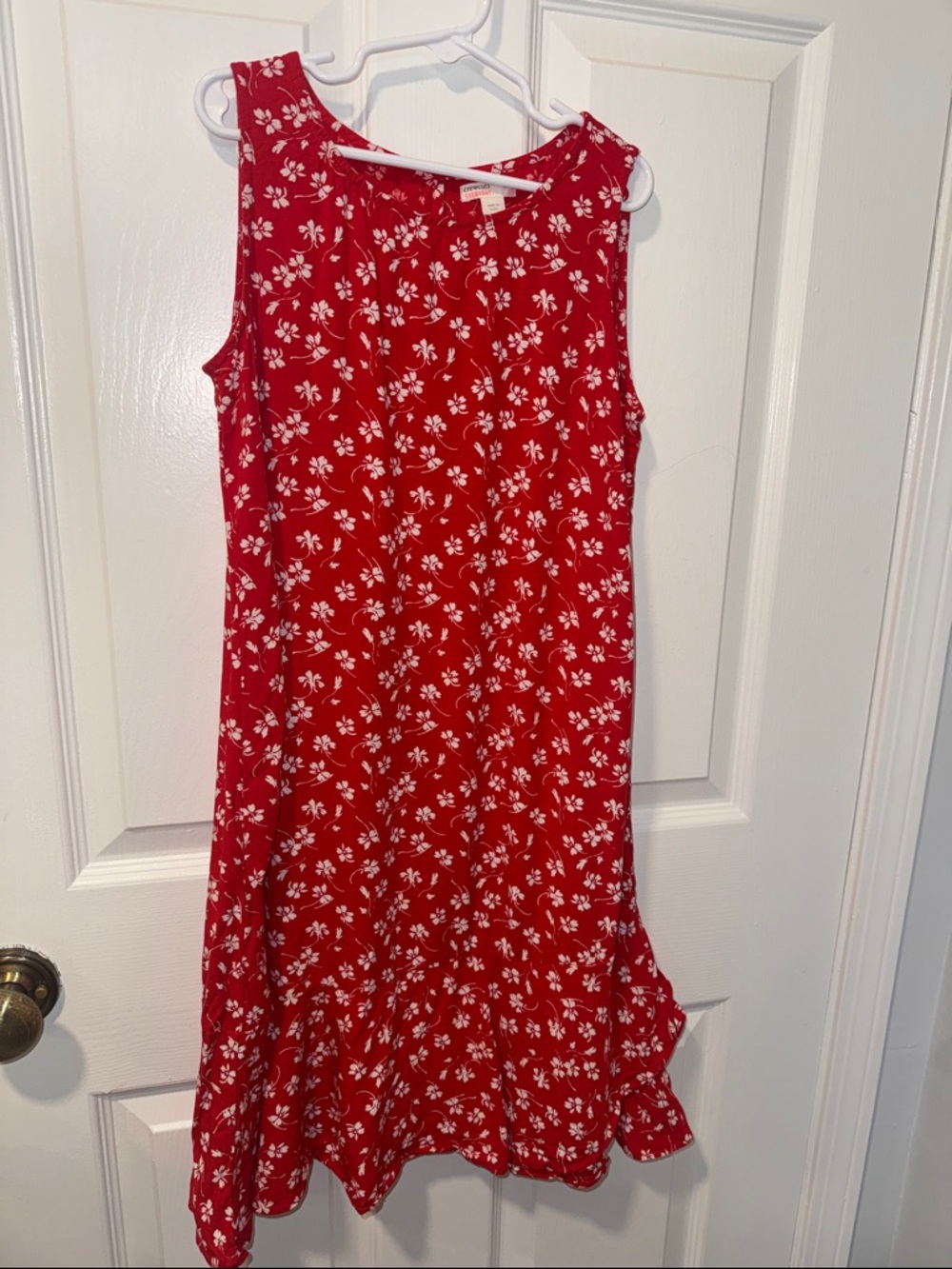 Crewcuts Red Floral Ruffle Hem Dress Size 10